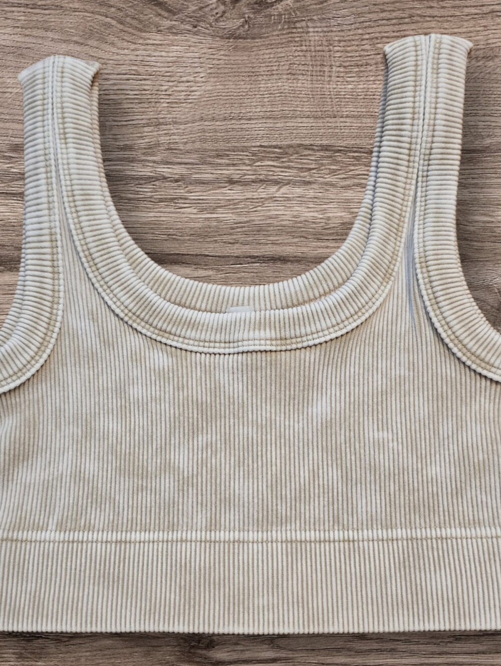 Ribbed Scoop Neck Cropped Tank - Mocha